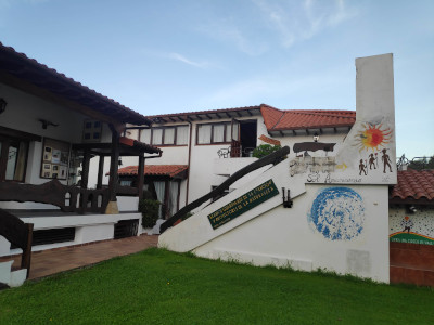 Some white buildings.